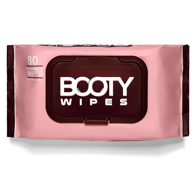 Booty Wipes 80 CT flushable wet wipes – For Her pink pack with dark brown lid