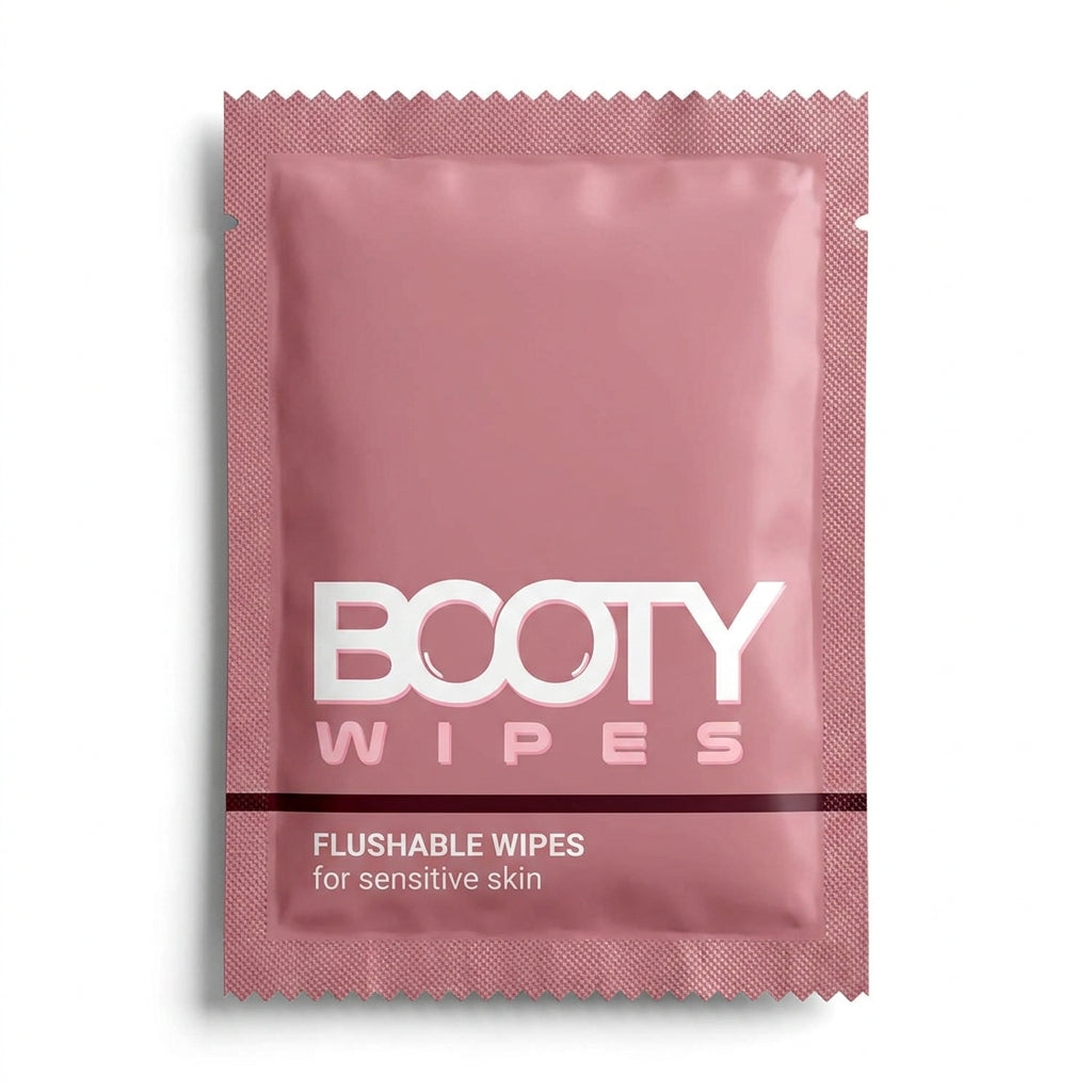 Booty Wipes single-use travel sachet – individually wrapped flushable wipe for sensitive skin